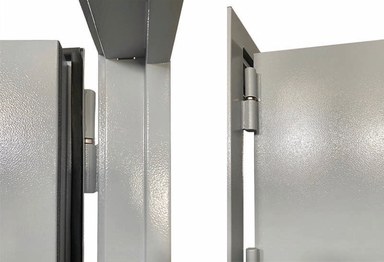 Полуторопольная глухая противопожарная нержавеющая дверь с системой Антипаника ДПМ 02/60 (EI 60) — №01 (NEW)